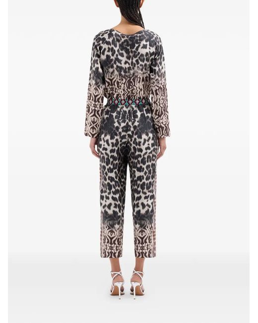 Pierre Louis Mascia Blue Aloe Leopard-Print Trousers