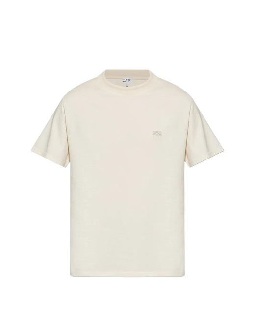 Loewe White Logo-Embroidered Cotton T-Shirt for men