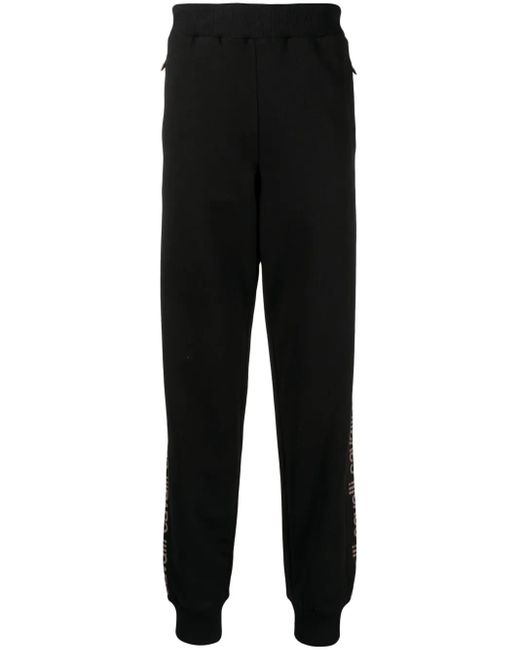 Roberto Cavalli Black Logo-Stripe Track Pants for men