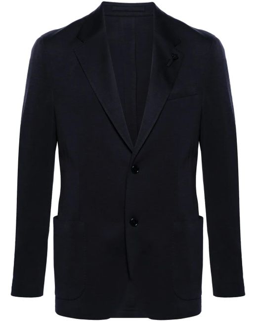 Lardini Blue Single-Breasted Wool-Blend Blazer for men