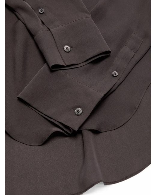 Acne Gray Silk Blouse With Cowl Neck