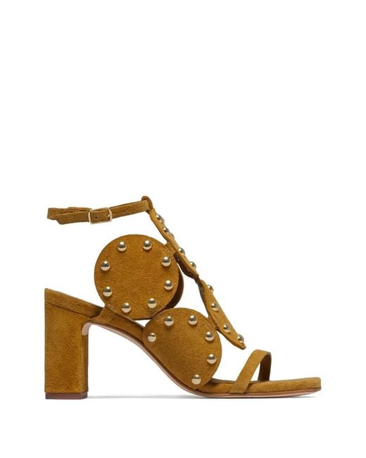 Bernardo Metallic New Moon Studded Heeled Sandals