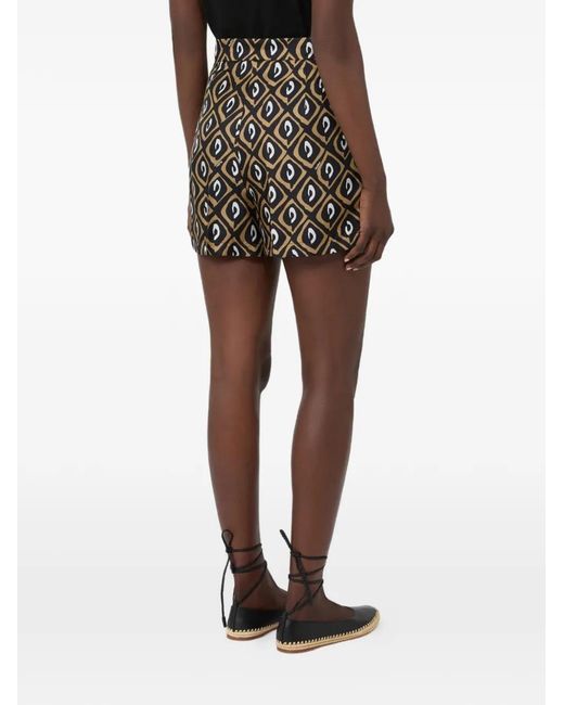 Max Mara Black Geometric Patterned Shorts