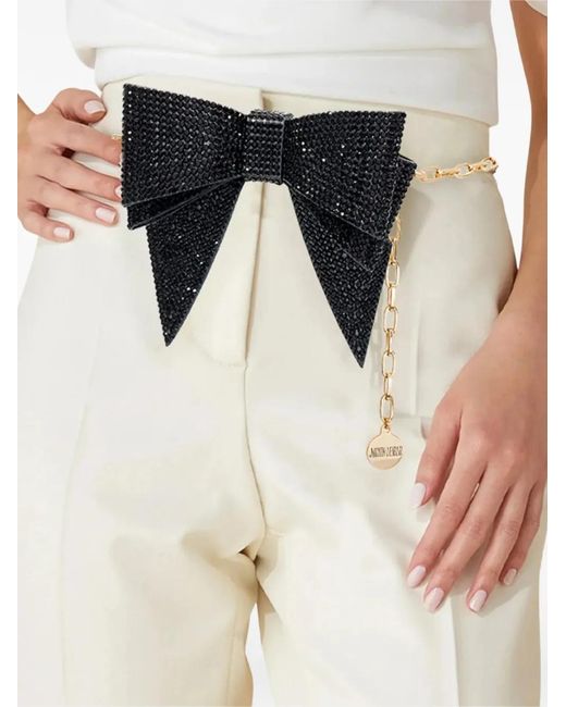 Judith Leiber Black Bow-Embellished Belt