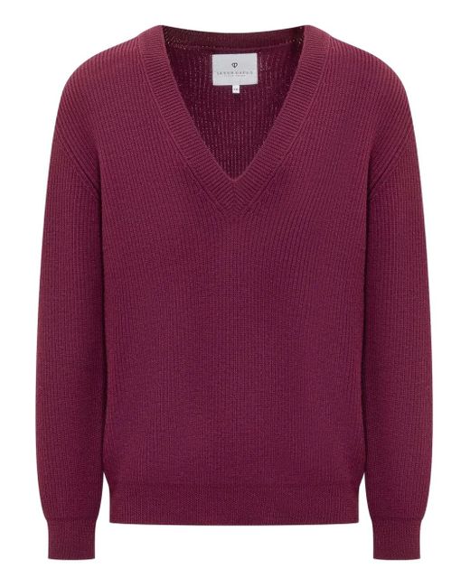 Maglione Con Scollo A V di Seven Gauge in Red