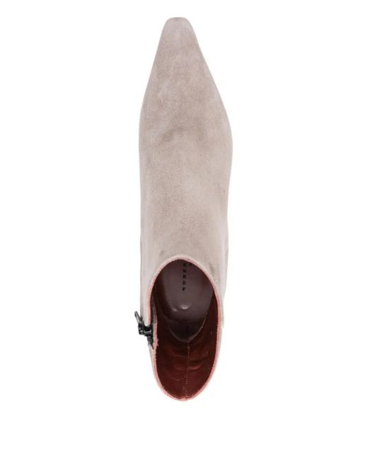 Roberto Festa White Pointed-Toe Suede Boots