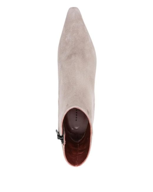 Roberto Festa White Pointed-Toe Suede Boots