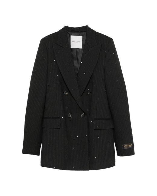 ERMANNO FIRENZE Black Sequin-Embellished Pinstripe Balzer