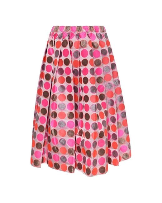 Comme des Garçons Red Polka-Dot Jacquard Midi Skirt