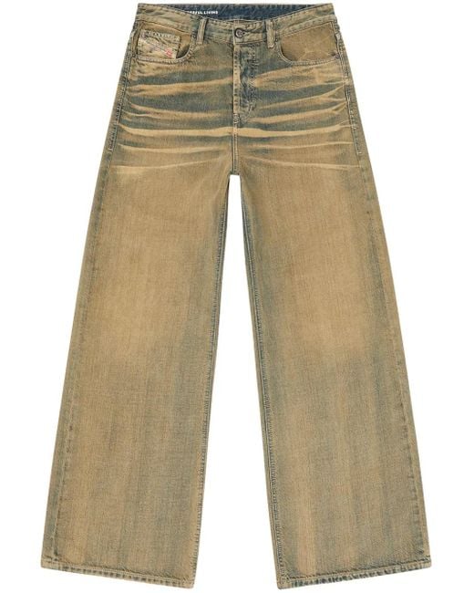 DIESEL Multicolor Wide-Leg Denim Jeans Withfaded Wash