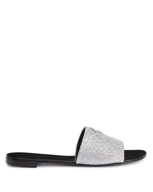 Giuseppe Zanotti White Shirley Glitter Sandals