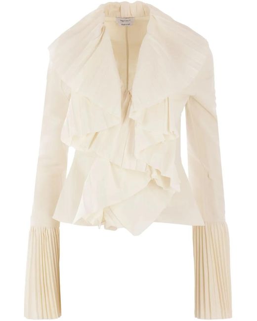 McQueen Alexander Mc Queen V Neck Light Beige Shirt Long Sleeve in het White