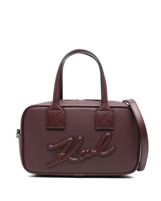 Karl Lagerfeld ロゴエンボス ハンドバッグ Purple