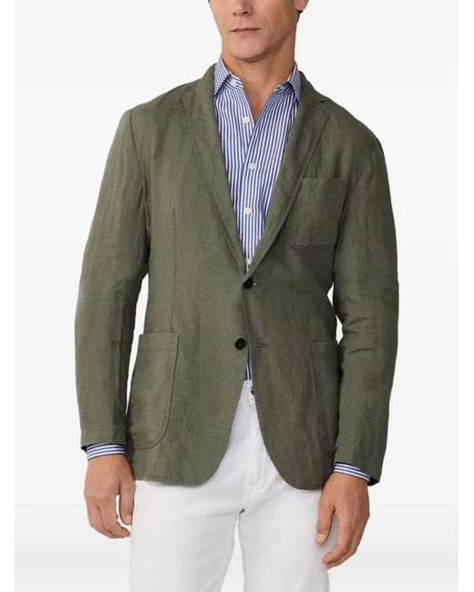 Hackett Green Patch-Pocket Linen Blazer for men