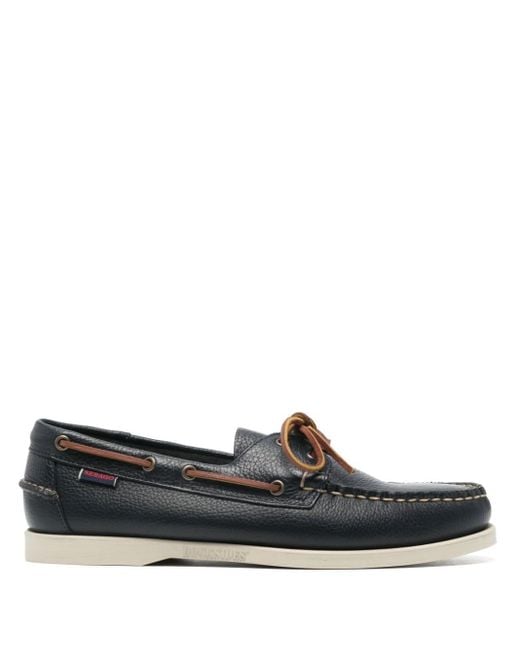 Sebago Gray Portland Martellato Leather Boat Shoes for men