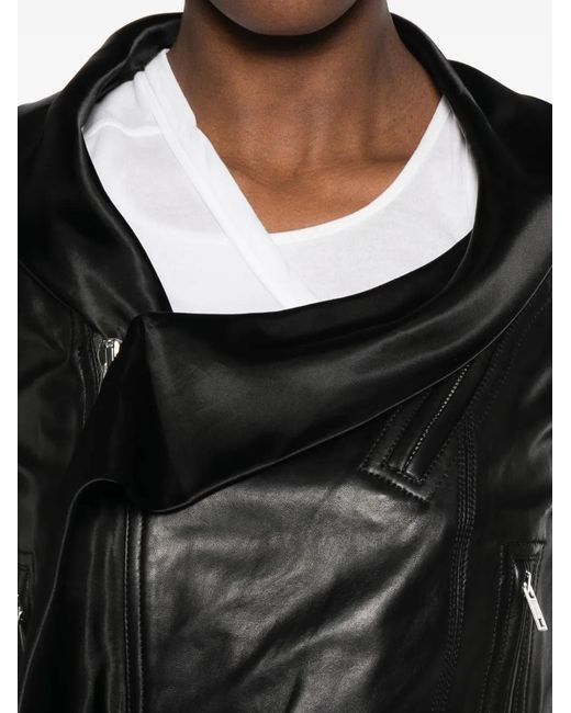 Rick Owens Black Zip Draped Jacket