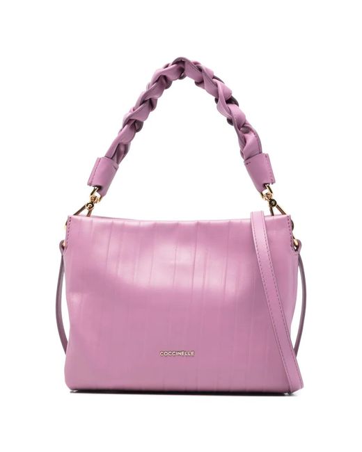 Coccinelle Pink Braided Handle Satchel