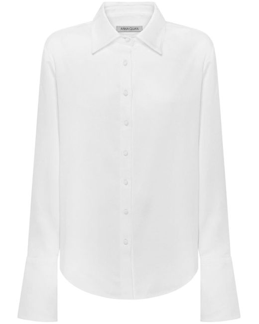 Anna Quan Lana Satin Shirt in White | Lyst