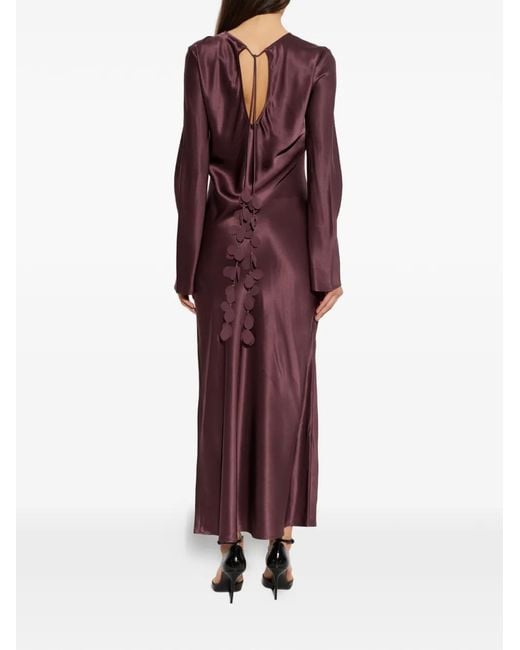 By Malene Birger Purple Parisa Maxi Petal-Appliqué Flared-Sleeve Dress