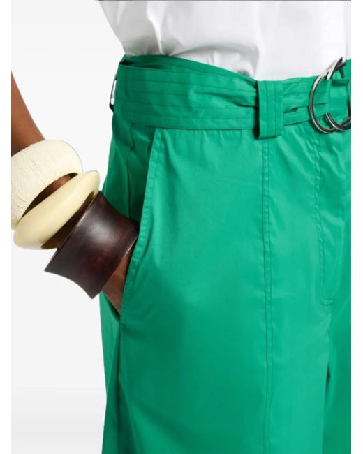 Liviana Conti Green Drew Belted Pleated Shorts