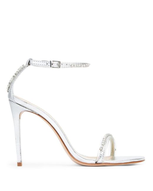 SCHUTZ SHOES Crystal-embellished Stiletto Sandals in White | Lyst