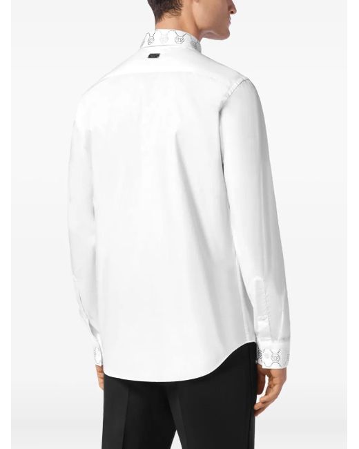 Philipp Plein Overhemd Verfraaid Met Monogram in het White voor heren