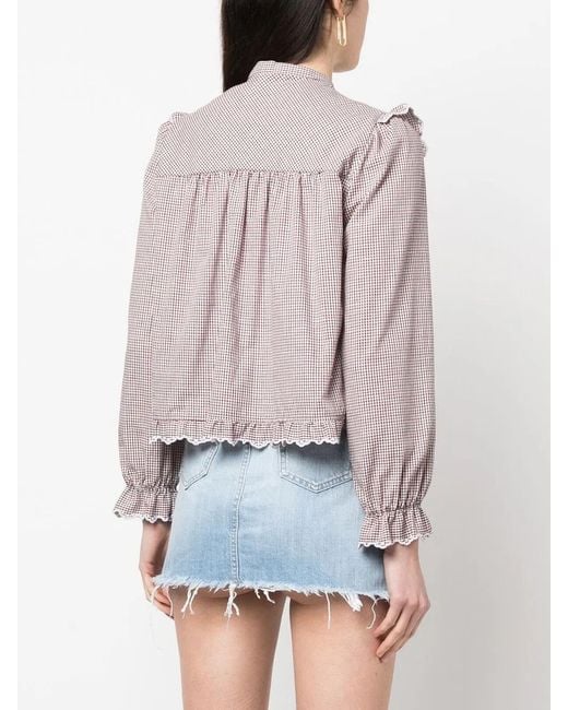 DSquared² Pink Check-Pattern Ruffled Blouse