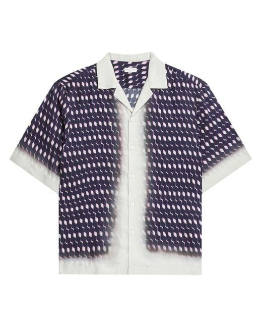 Dries Van Noten Blue Abstract-print Short-sleeve Shirt for men