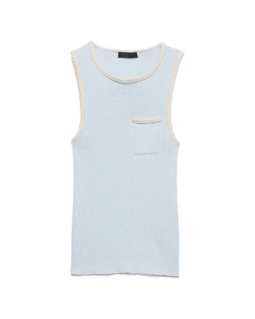 Prada Blue Contrast-Trim Tank Top for men