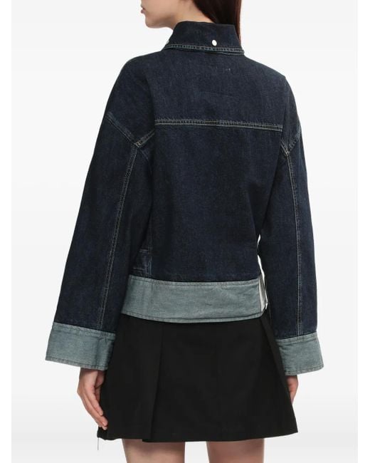 3.1 Phillip Lim Denim Jack Met Contrasterend Vlak En Ceintuur in het Blue