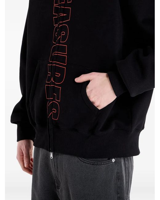 Pleasures Black Zip Hooded Sweater for men