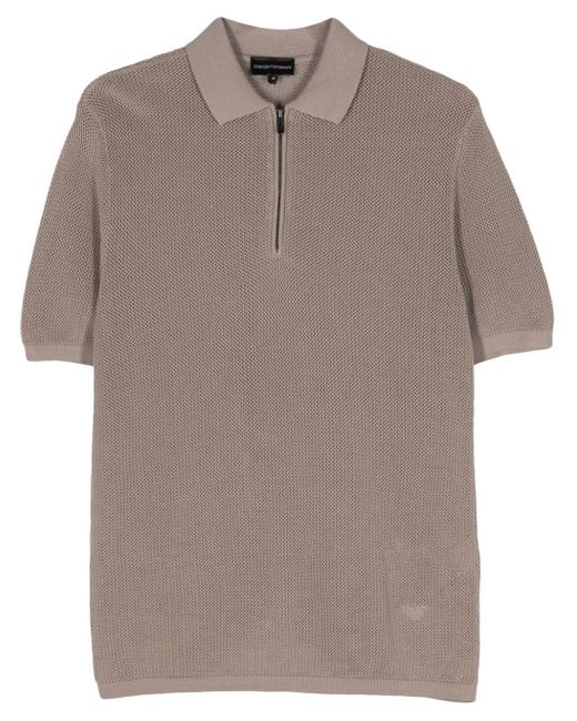 Emporio Armani Brown Open-knit Polo Shirt for men