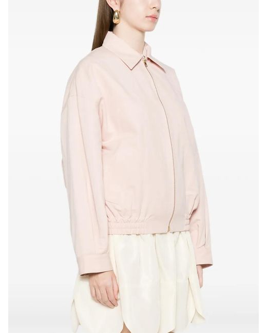 Sandro Pink Zip-Up Pocket Bomber Jacket