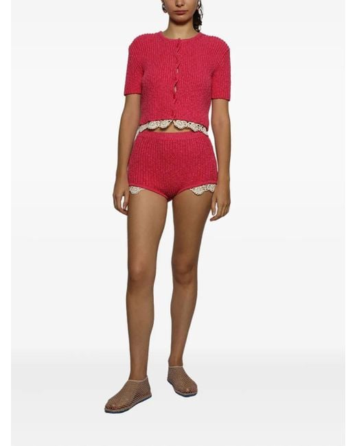 Magda Butrym Red Buttoned-Up Cropped Cardigan