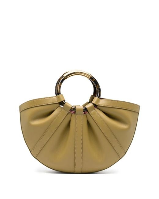 Coccinelle Natural Medium Shell Pleated Tortoiseshell-Handle Tote Bag