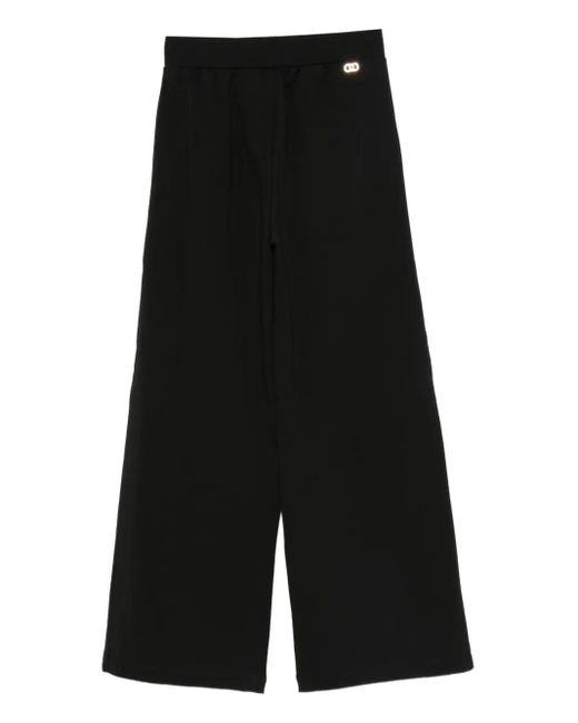 Liu Jo Black Flared Wide-Leg Trousers