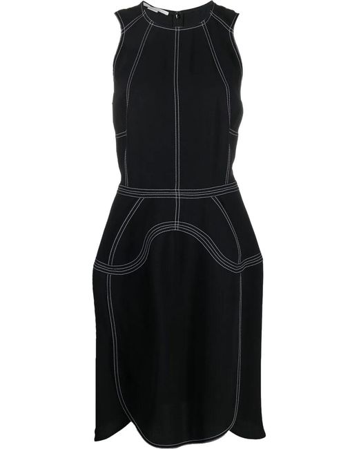Stella McCartney Black Contrast-Stitch Sleeveless Dress