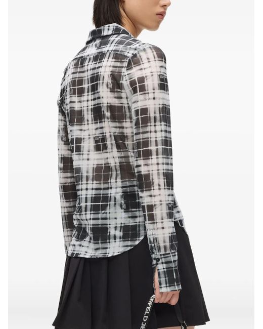 Karl Lagerfeld Blue Checked Mesh Shirt