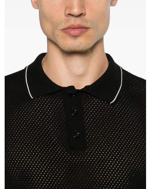Amaranto Black Perforated Polo Shirt for men