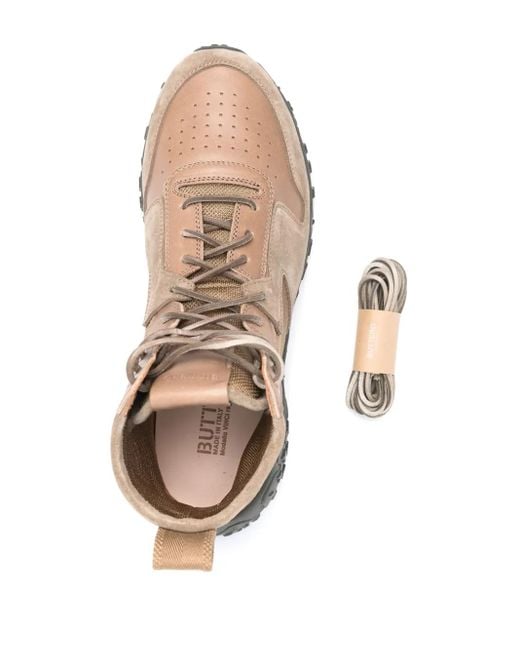 Buttero Brown Panelled Ankle Boots for men