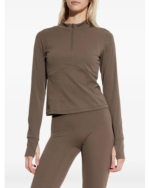 Rethinkit Studios Brown High-Neck Half-Zip Top