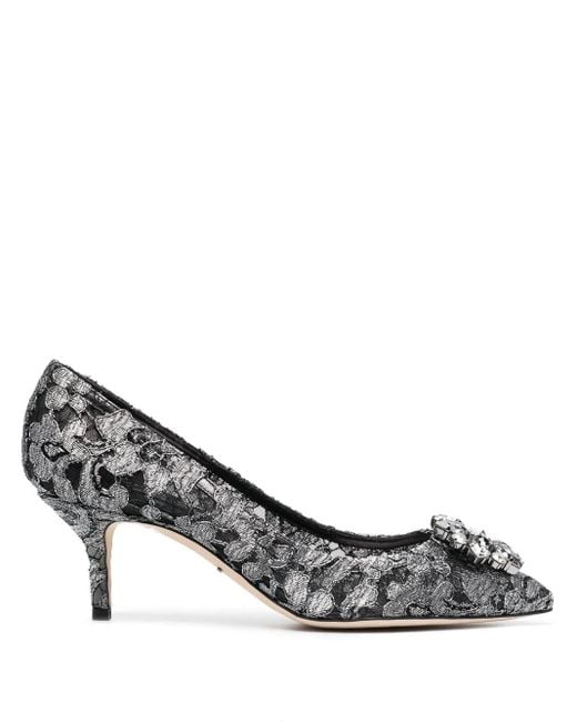 Dolce & Gabbana Metallic Bellucci Lace 60mm Pumps