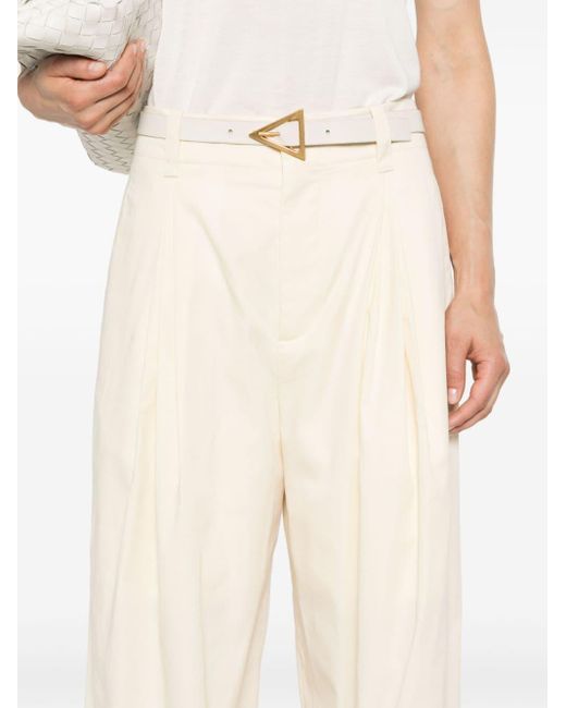 Pantalon droit à détail de plis Bottega Veneta en coloris White