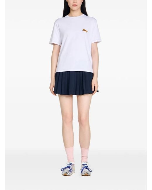Sandro White Horse-Embroidery T-Shirt