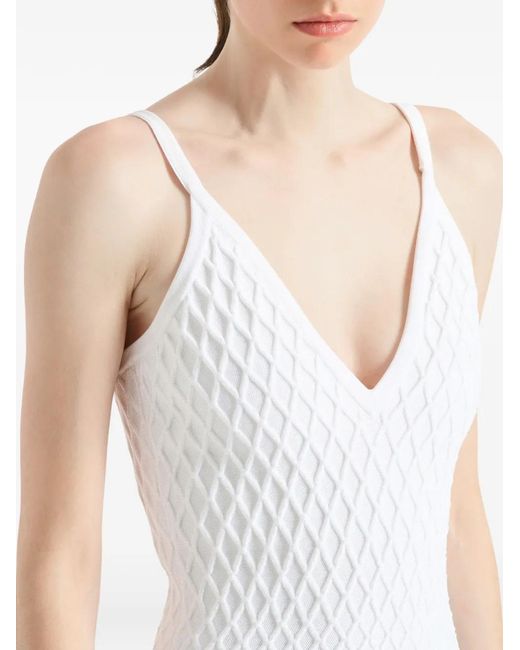 Balmain Flared Gebreide Jurk in het White