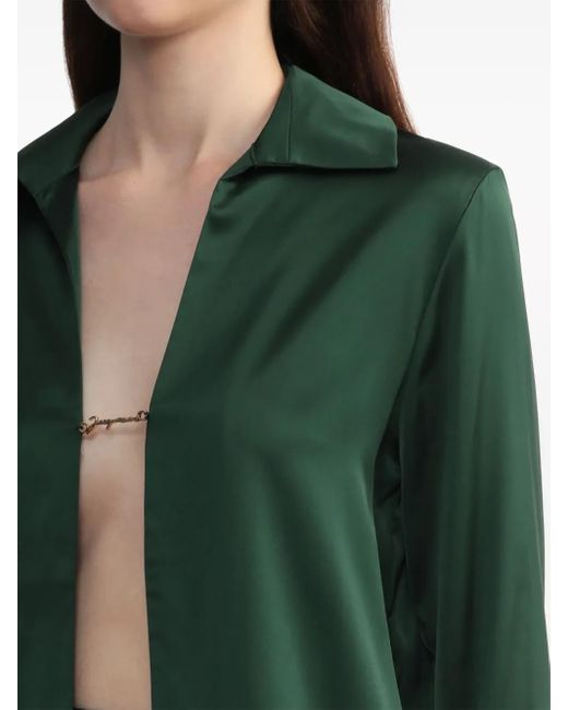 Jacquemus Green Stretch Satin Shirt