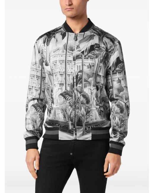 Philipp Plein Gray D'Azur Bomber Jacket for men
