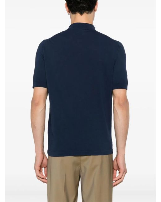 Eleventy Blue Tailored Polo With Traditional Collar And Three-Button Placket for men