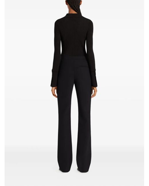 Courreges Black Geripptes Poloshirt