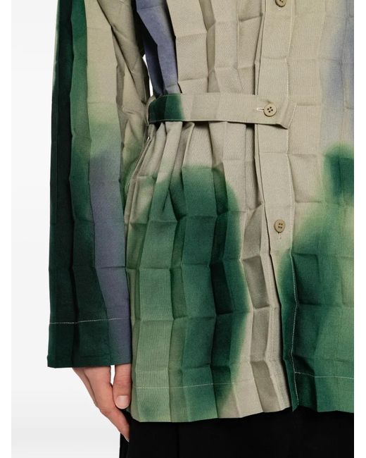 Homme Plissé Issey Miyake Green Dawn Edge Belted Shirt for men